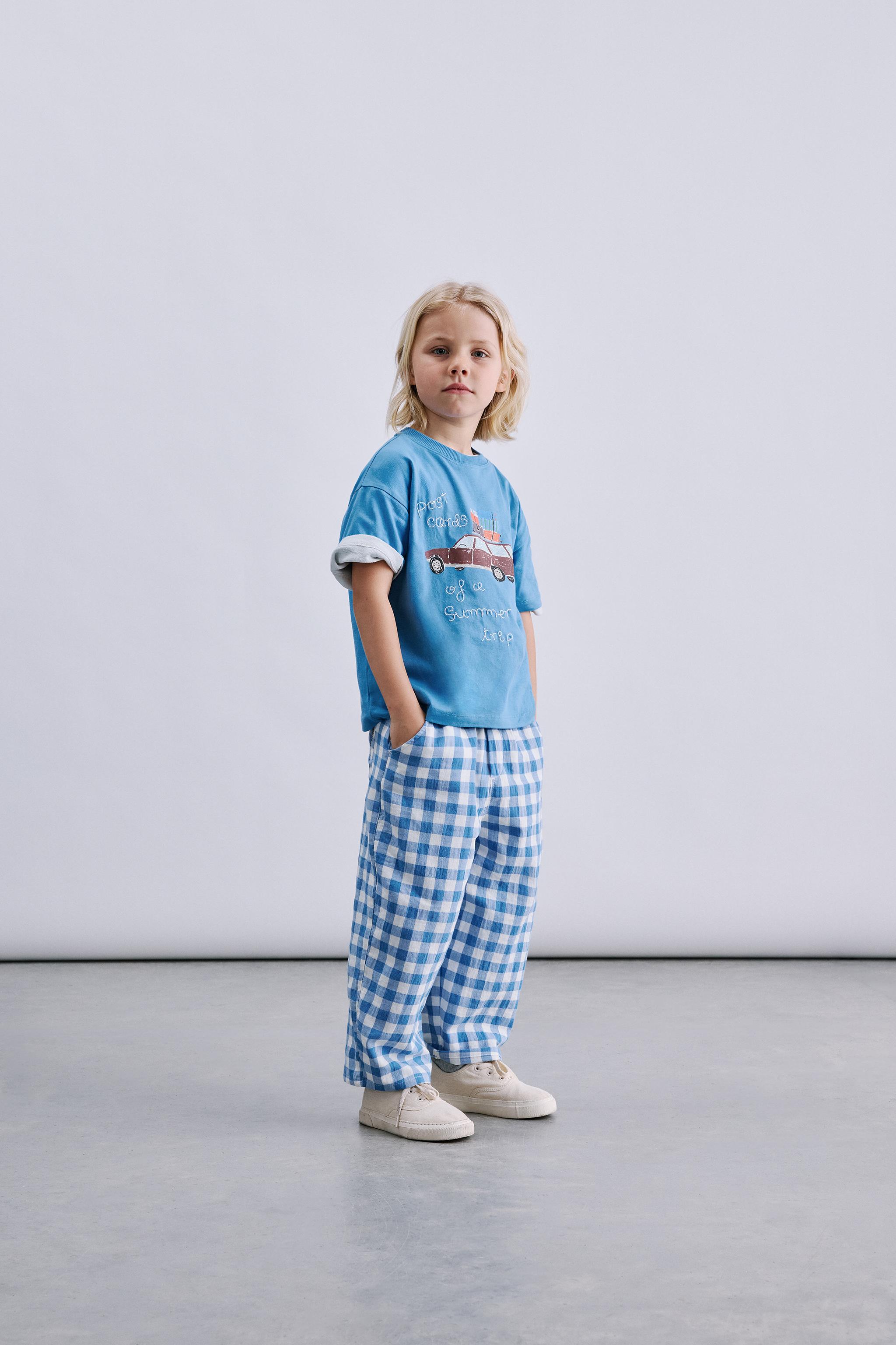 GINGHAM TEXTURED PANTS